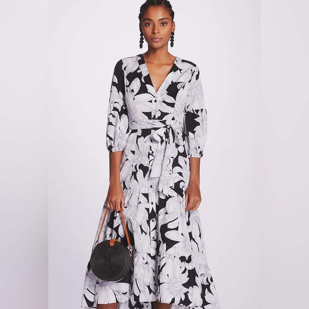 Anthropologie Maeve Puff Sleeved Midi Dress